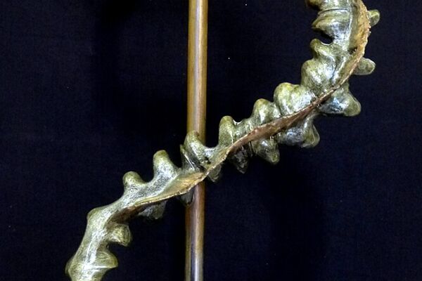 Europäischer Aal - Anguilla Anguilla - Eisendraht, Zementspachtel, 75 x 40 cm