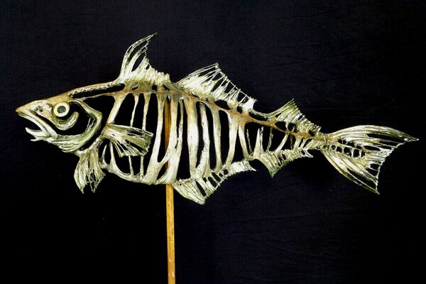 Schellfisch - Melanogrammus Aeglefinus - Eisendraht, Zementspachtel, 90 x 43 cm