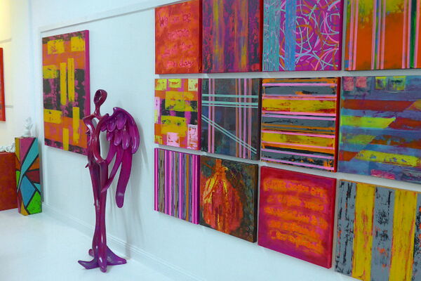 Wuppertaler Offene Ateliers 2025, Skulpturen Magenta, Paloma & Patricia, Bilder von Paul Teunissen
