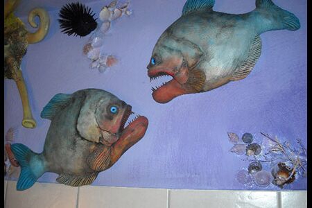 Tiefseebadezimmer - Zement-Kunststoffspachtel, Mixed Media - Almut Rybarsch-Tarry // Skulptur Objekt Wandgestaltung Installation